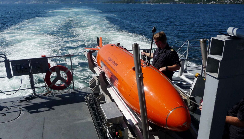 HITECH: Et av produktene som sendes fra Kongsberg Maritime i Horten er miniubåten Hugin.