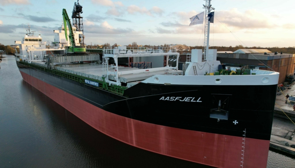 Aasfjell er det første av to hybriddrevne bulkskip som skal leveres til Aasen Shipping.