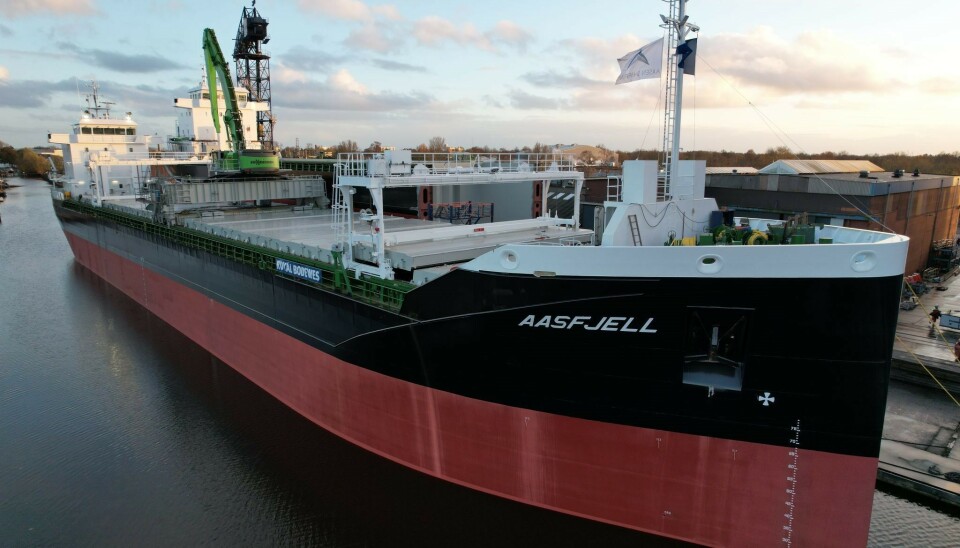 Aasfjell er det første av to hybriddrevne bulkskip som skal leveres til Aasen Shipping. Aasfjell er det første av to hybriddrevne bulkskip som skal leveres til Aasen Shipping.