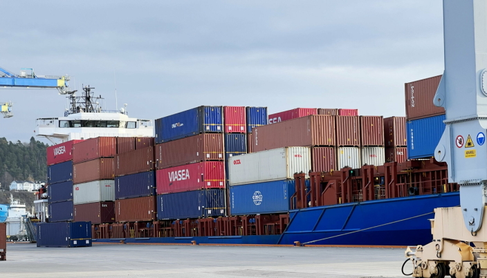 VEKST: Containerhavna i Sjursøya håndterte over 287.000 TEUs i 2021, som er ny rekord.