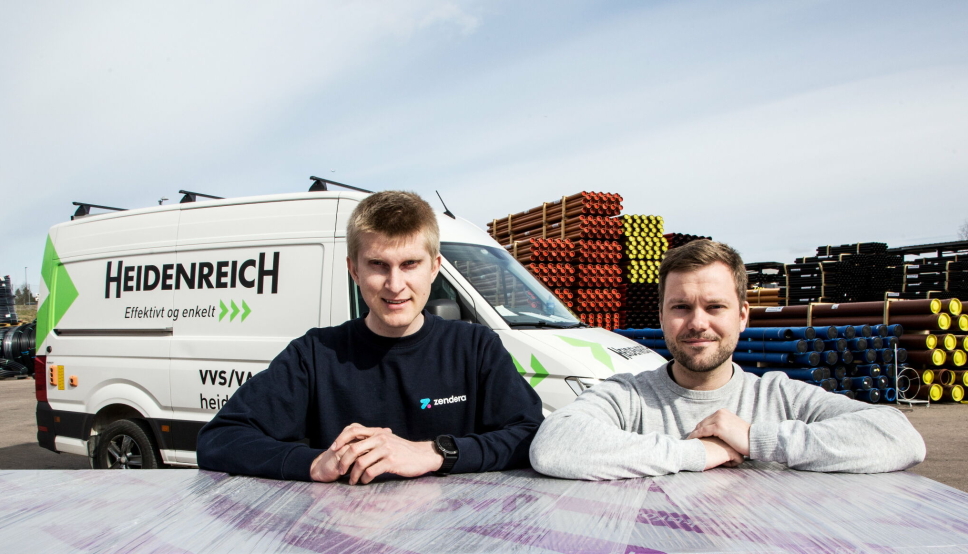 GODT SAMARBEID: Heidenreich har digitalisert transporten i Stor-Oslo med Zenderas løsning. Kim Iversen (til venstre) i Zendera og Mats Orud Johansen, transportansvarlig i Heidenreich har jobbet sammen for å få mest mulig ut av løsningen.