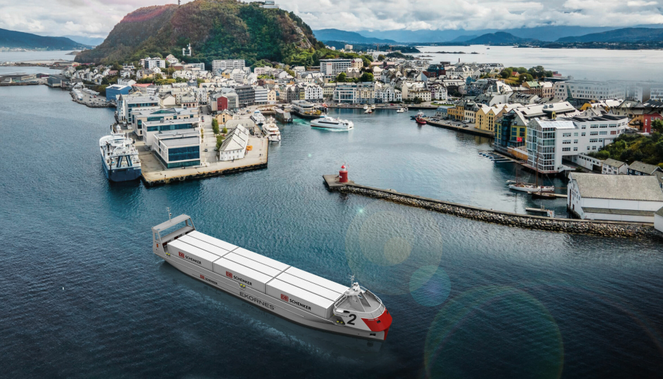 Det planlagte autonome skipet skal gå mellom Ekornes' fabrikk i Sykkylven til containerhavna i Ålesund, og passerer rett gjennom Ålesund sentrum.