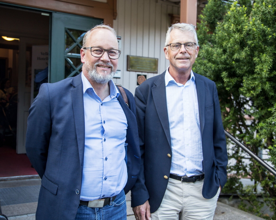 JOBBER FOR TERMINAL: Logistikksjef i Asko Bjarte Engen Grostøl (til venstre), og styreleder i Oslofjord Logistikk Petter Eiken håper begge at Kopstad-terminalen blir realisert.