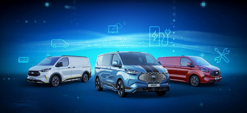KOMMER: Neste høst vil Ford E-Transit Custom komme på markedet. Det blir en elektrisk varebil som bringer mange nye digitale løsninger inn i varebilmarkedet.