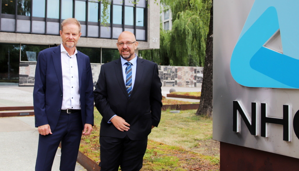 INVITERER: Jo Eirik Frøise (til høyre), bransjesjef organisasjon og samfunnskontakt i Norsk Industri og Are Kjensli, administrerende direktør i NHO LT gleder seg til å ønske velkommen til en fullbooket og fysisk konferanse på Gardermoen 24. og 25 oktober.