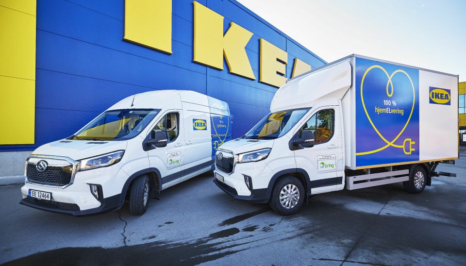 Ikea samarbeider med Bring om hjemlevering, og kjøretøyflåten som leverer i Oslo er nå 100 prosent elektrisk.