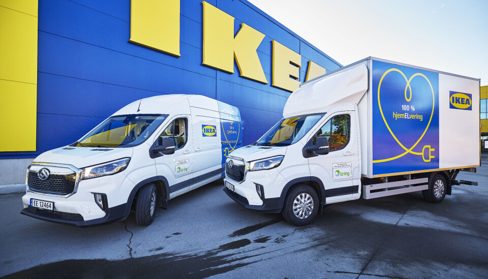 Ikea samarbeider med Bring om hjemlevering, og kjøretøyflåten som leverer i Oslo er nå 100 prosent elektrisk. Ikea samarbeider med Bring om hjemlevering, og kjøretøyflåten som leverer i Oslo er nå 100 prosent elektrisk.