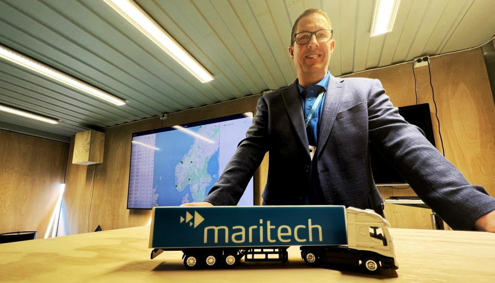 OPP I SKYEN: Ove Gjelstenli forteller om en godt besøkt snikpremiere av Maritechs nye TMS under Transport & Logistikk 2022 på Gardermoen