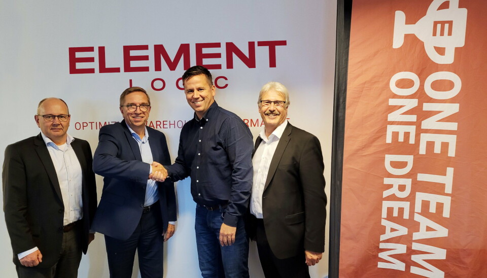 Element Logic inngår partnerskap med addverb Technolgies. Fra venstre : Johnny Andersen, General Manager Addverb Europe, Pieter Feenstra, administrerende direktør Addverb EMEA, Håvard Hallås, Chief Commercial Officer Element Logic og Hans-Jörg Braumüller, Group Design & Consulting Director i Element Logic. Element Logic inngår partnerskap med addverb Technolgies. Fra venstre : Johnny Andersen, General Manager Addverb Europe, Pieter Feenstra, administrerende direktør Addverb EMEA, Håvard Hallås, Chief Commercial Officer Element Logic og Hans-Jörg Braumüller, Group Design & Consulting Director i Element Logic.