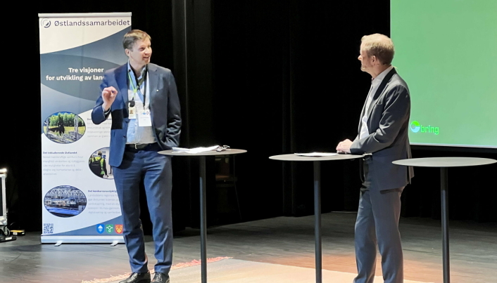 Gøran Andreassen, SVP i Bring Intermodal på konferansen "Grensekryssende godskonferanse" i Oslo 6. desember.