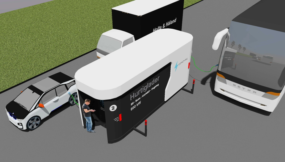 FLEKSIBEL: Supercharges mobile ladestasjoner kan brukes til å lade mange ulike typer kjøretøy.