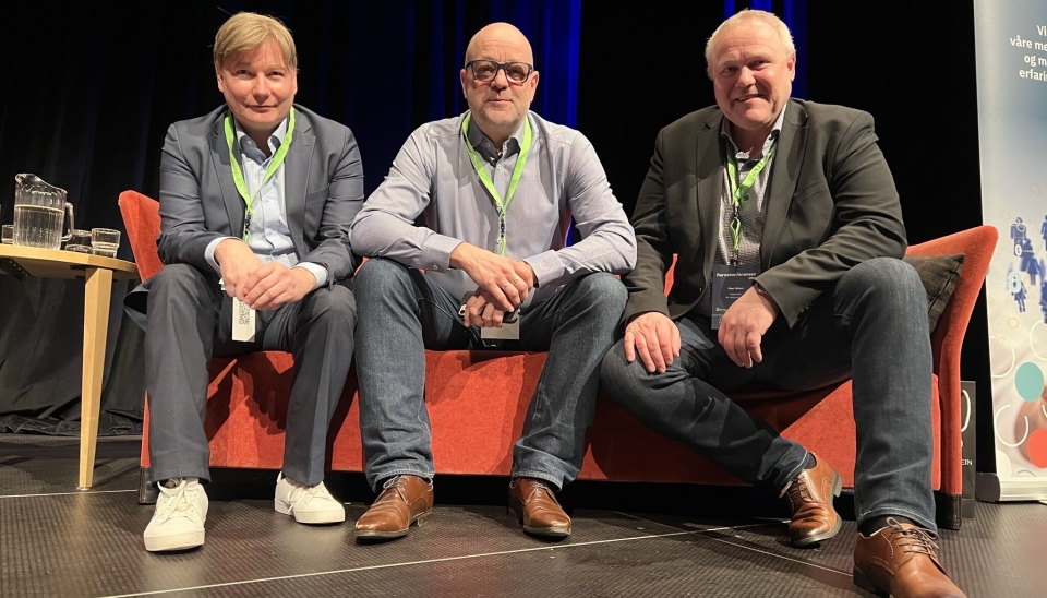 Ole Andreas Hagen, næringspolitisk direktør i NHO LT, Tor Anders Gulbrandsen, daglig leder ved Opplæringskontoret for transportfag SA Trøndelag og Roar Melum fra Nik. Haugrønning har en felles bekymring med tanke på rekruttering til sjåføryrket.