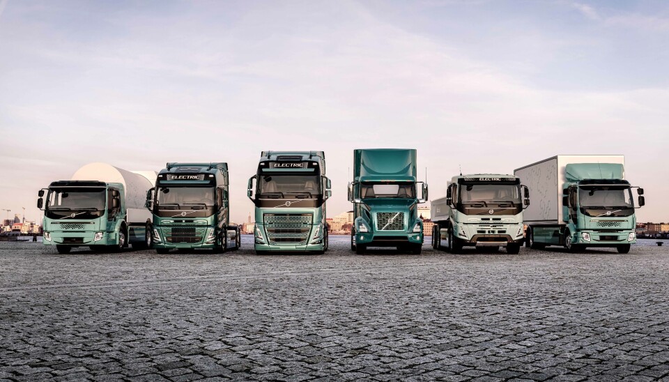 Fem elektriske lastebilmodeller for Europa og en Amerikansk elektrisk lastebil. Alle fra Volvo Trucks, som er veldig glade i å fortelle at de har den største rangen av elektriske lastebiler i serieproduksjon. Fem elektriske lastebilmodeller for Europa og en Amerikansk elektrisk lastebil. Alle fra Volvo Trucks, som er veldig glade i å fortelle at de har den største rangen av elektriske lastebiler i serieproduksjon.