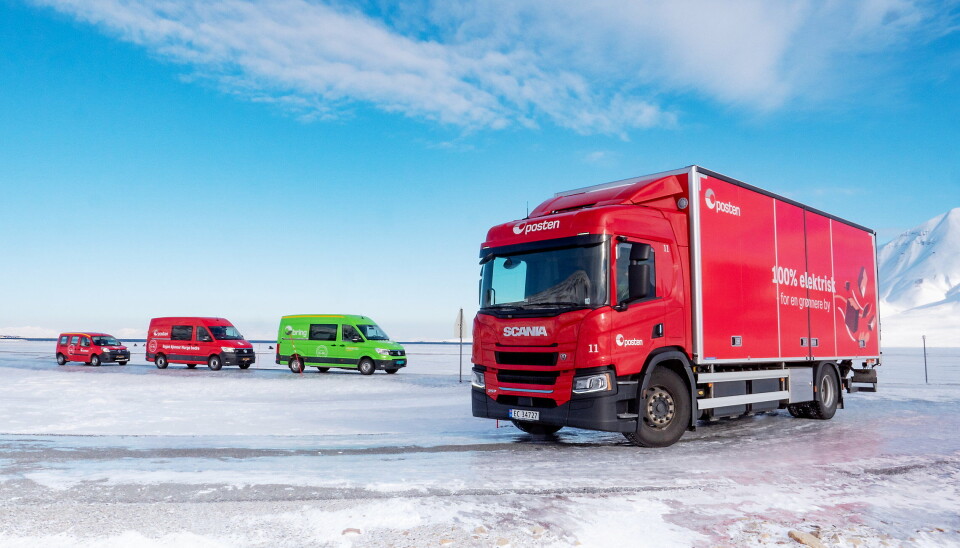 Posten har stor synlighet av elektriske nyttekjøretøy, blant annet som her på Svalbard. Det bidrar trolig til at selskapet oppfattes som bærekraftig. Posten har stor synlighet av elektriske nyttekjøretøy, blant annet som her på Svalbard. Det bidrar trolig til at selskapet oppfattes som bærekraftig.