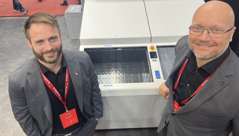 Trygve Tellefsen, event & sponsordirektør og Lars Rønning, som er AutoStores VP for forretningsutvikling i Europa, Midtøsten og Asia hadde hektiske dager på AutoStore-standen i Stuttgart.