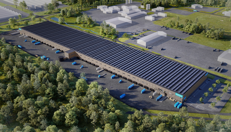 Solceller på taket skal bidra til bærekraft ved det nye 3PL-lageret i Norrköping.