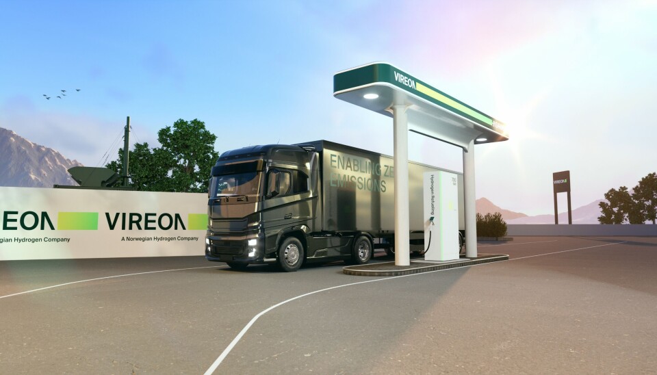 Slik ser Vireon for seg at en hydrogenfyllestasjon for tungtransporten kan se ut. Får de det som de vil, har de etablert 13 silke stasjoner i løpet av drøyt halvannet år.