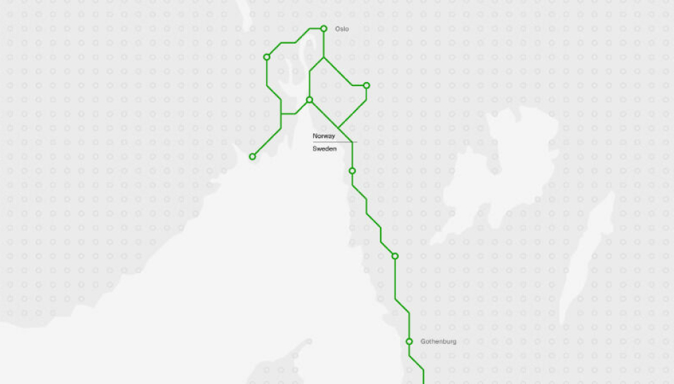 Nordic Link-nettverket som Einride jobber med å bygge ut, omfatter E6 gjennom Sverige og sentrale veier i Stor-Oslo.