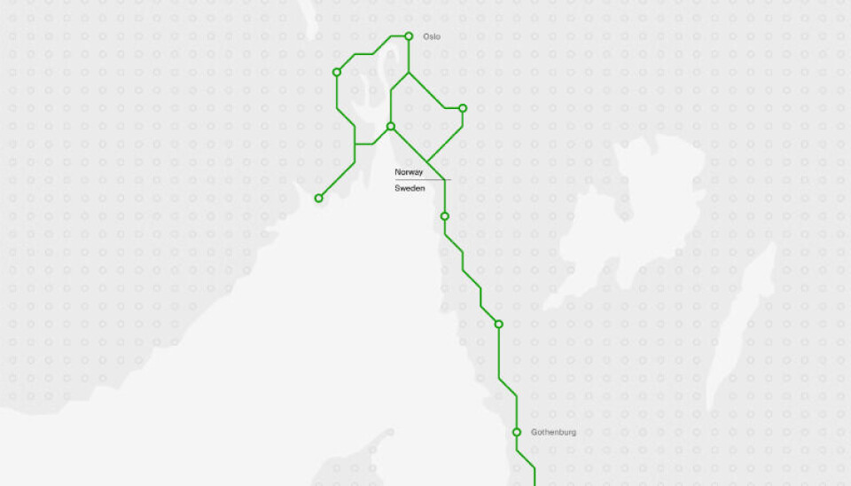 Nordic Link-nettverket som Einride jobber med å bygge ut, omfatter E6 gjennom Sverige og sentrale veier i Stor-Oslo. Nordic Link-nettverket som Einride jobber med å bygge ut, omfatter E6 gjennom Sverige og sentrale veier i Stor-Oslo.