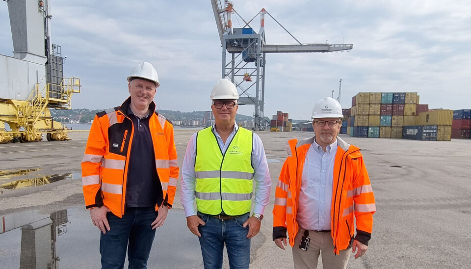 Fra venstre Dag Øyvind Lygre (Green Port Services), Hans Ardstedt (Salgssjef, Camblift) og Nils-Olov Moe (Green Port Services).