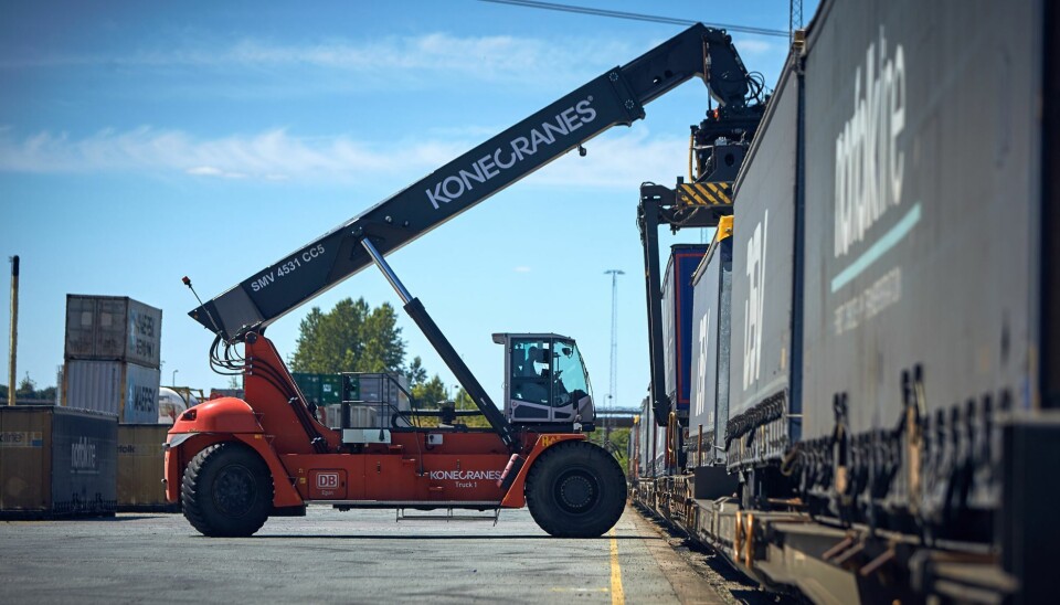 INTERMODAL LØSNING: Jernbaneterminalen i Taulov i Danmark blir sentral i godspiloten som er et samarbeid mellom havner og jernbanetransport.