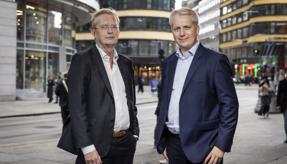 ENIGHET: Konserndirektør for trykk og distribusjon i Amedia, John Kvadsheim (t.v) og administrerende direktør i Schibsted Delivery, Hans Kristian Hallén-Hasaas ser frem til fortsettelsen.