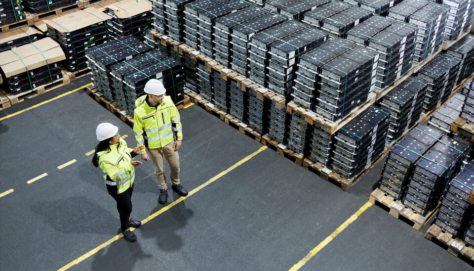 VIKTIGE RÅSTOFFER: Batterimoduler klare for knusing og sortering. I disse batteriene er det viktige metaller og mineraler som skal resirkuleres og brukes på nytt.