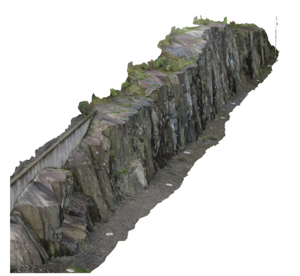 Eksempel på hvordan en 3D-visualisering av en området rundt et jernbanespor kan se ut.