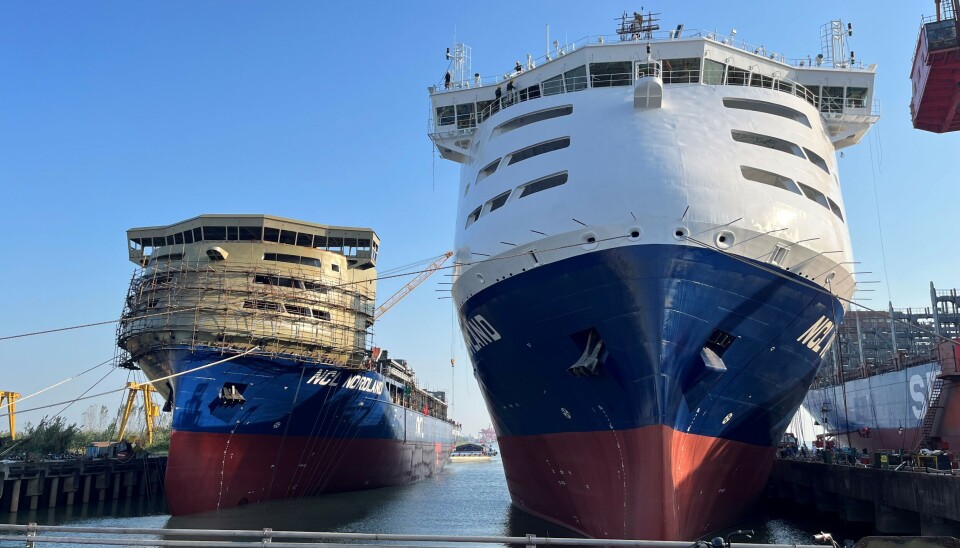 NYBYGG: NCL Nordland og NCL Vestland gjøres i høst ferdig ved et verft i Kina. Sistnevnte leveres til NCL i november, mens NCL Nordland kommer noen uker etter.