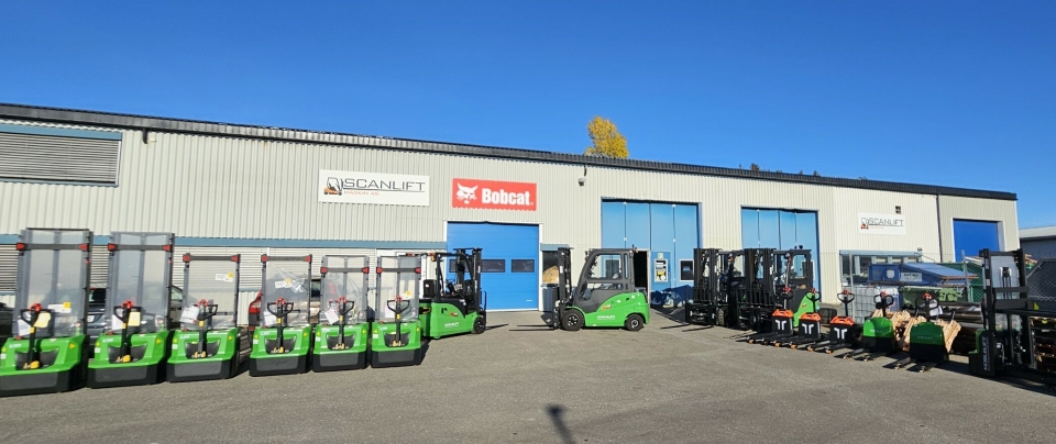 Scanlift Maskin har fått et stort utvalg Noblelift-maskiner til sitt anlegg på Hamar.